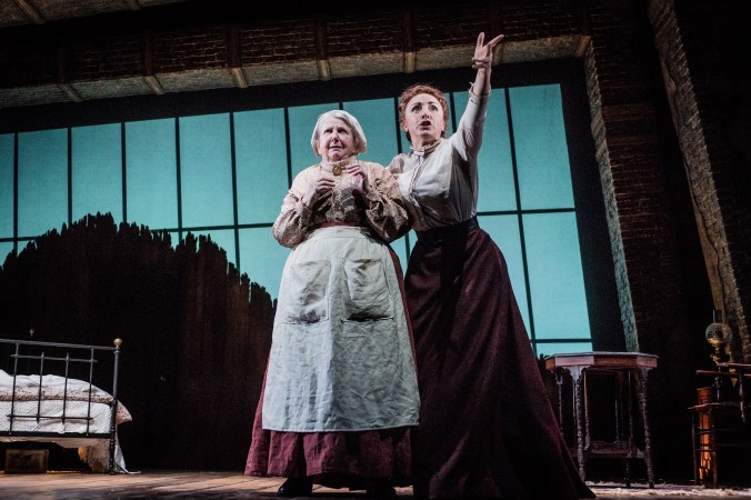 A scene from Turn of the Screw by Henry James (adapted by Tim Luscombe) at the Mercury Theatre Colchester. Directed by Daniel Buckroyd. Designed by Sara Parks. Lit by Matt Leventhall.