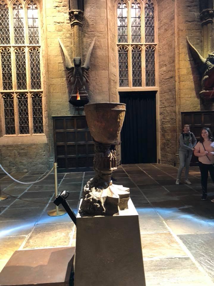 Photo shows the Goblet Of Fire standing in Great Hall surrounded by the 'age circle'.