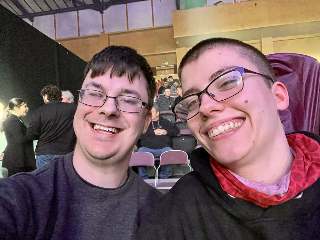 Image: A selfie of me and Em before the start of the show! With a crowd of seats behind us!